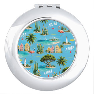 Aruba Caribbean Island lighthouse travel souvenir Compact Mirror