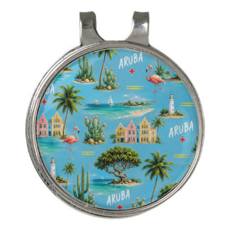 Aruba Caribbean Island lighthouse travel souvenir Golf Hat Clip