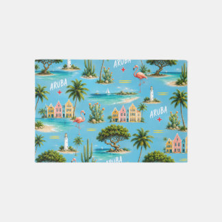 Aruba Caribbean Island lighthouse travel souvenir Rug