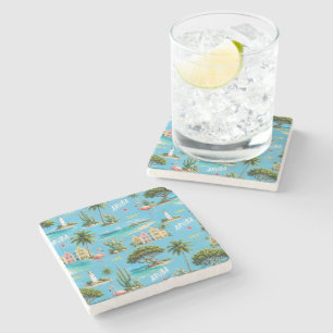 Aruba Caribbean Island lighthouse travel souvenir Stone Coaster