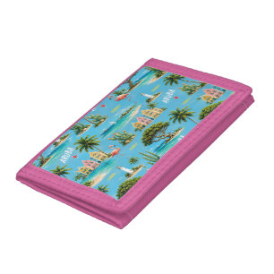 Aruba Caribbean Island lighthouse travel souvenir Tri-fold Wallet