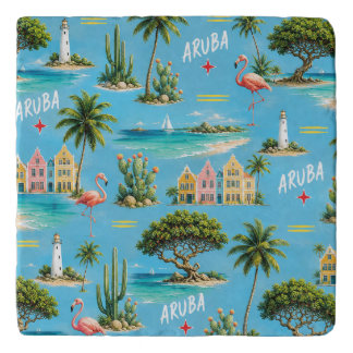 Aruba Caribbean Island lighthouse travel souvenir Trivet