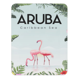 Aruba Caribbean Sea Flamingo Funny Flamingo Door Sign