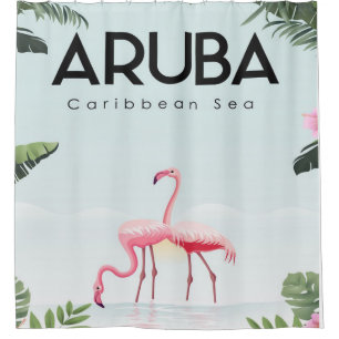 Aruba Caribbean Sea Flamingo Funny Flamingo Shower Curtain