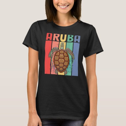 Aruba Caribe Sea Turtle Family Vacation Retro T_Shirt