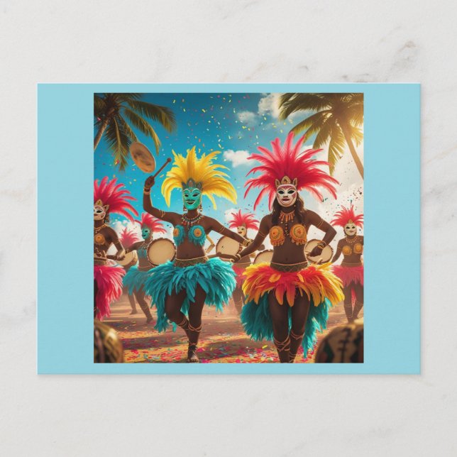 Aruba carnival colors fly holiday postcard (Front)