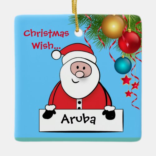 Aruba Christmas Santa Ornament