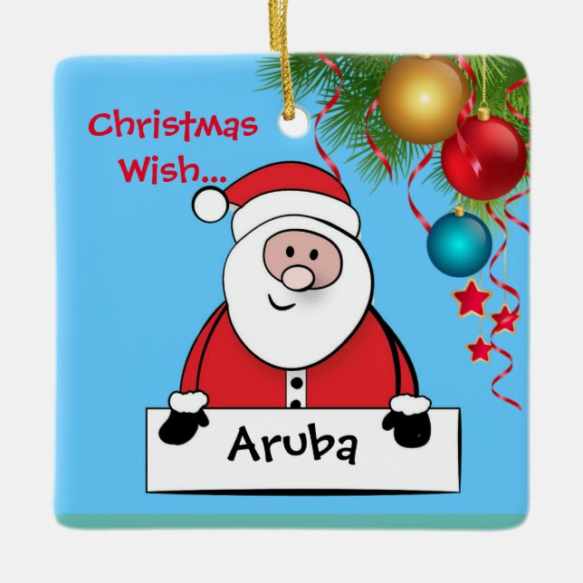 Aruba Christmas Santa Ornament (Front)