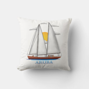 Aruba Coastal Nautical Sailing Sailor Throw Pillow