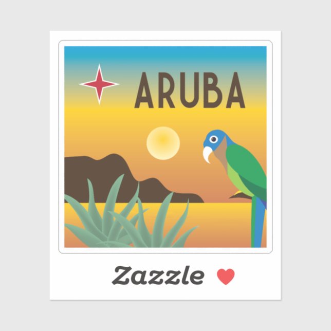Aruba colorful Caribbean illustration Sticker (Sheet)