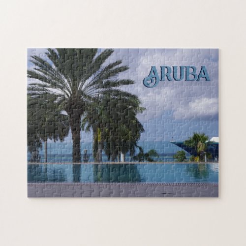 Aruba Cruise Scenic Palmtree Postcard Jigsaw Puzzle