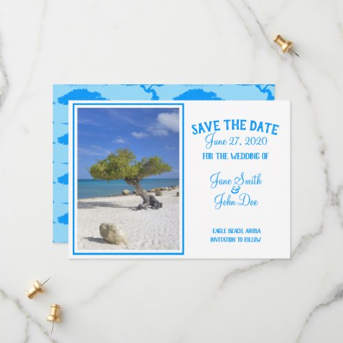 Aruba Destination Wedding Blue Divi Tree Save The  Save The Date