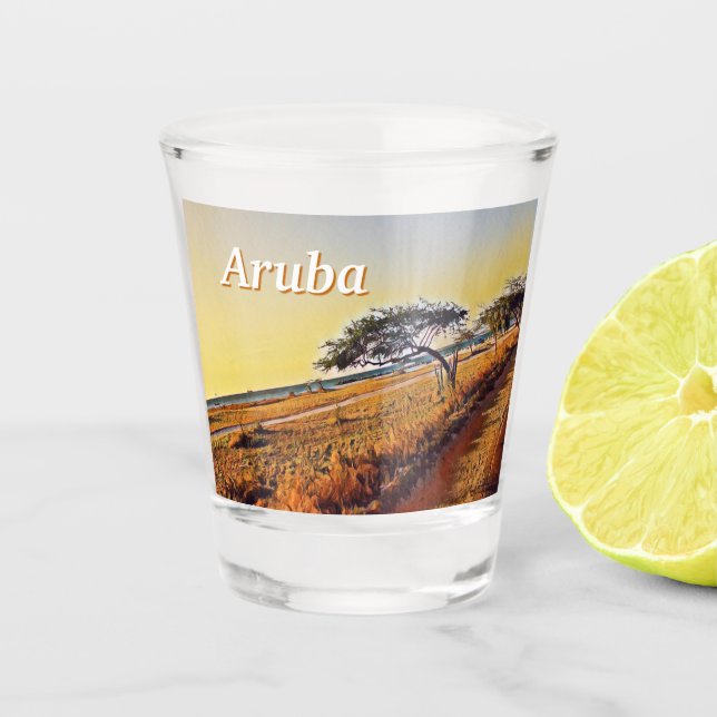 Aruba Divi Divi Trees Shot Glass (Front)