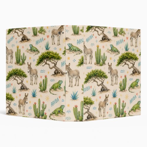 Aruba divi tree, donkey, iguana, cactus 3 ring binder