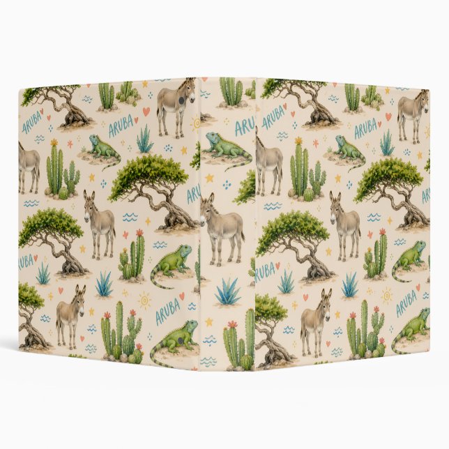 Aruba divi tree, donkey, iguana, cactus 3 ring binder (Background)