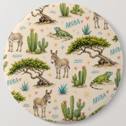 Aruba divi tree, donkey, iguana, cactus button