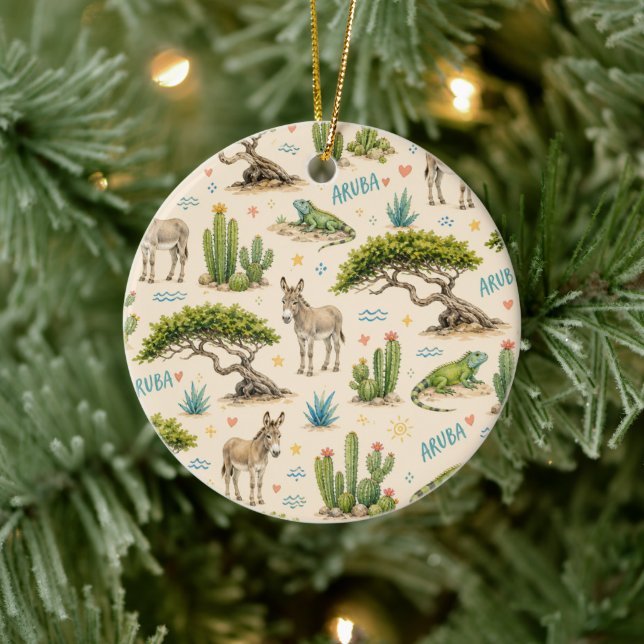 Aruba divi tree, donkey, iguana, cactus ceramic ornament (Tree)