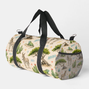 Aruba divi tree, donkey, iguana, cactus duffle bag
