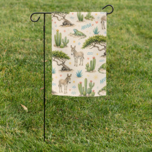 Aruba divi tree, donkey, iguana, cactus garden flag