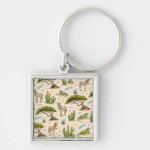 Aruba divi tree, donkey, iguana, cactus keychain