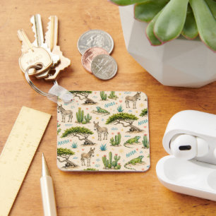 Aruba divi tree, donkey, iguana, cactus keychain