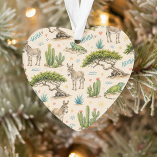 Aruba divi tree, donkey, iguana, cactus ornament