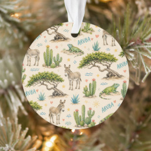 Aruba divi tree, donkey, iguana, cactus ornament
