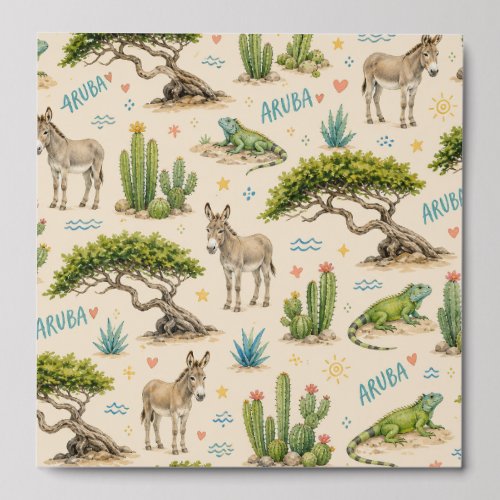 Aruba divi tree, donkey, iguana, cactus peel and stick photo tile