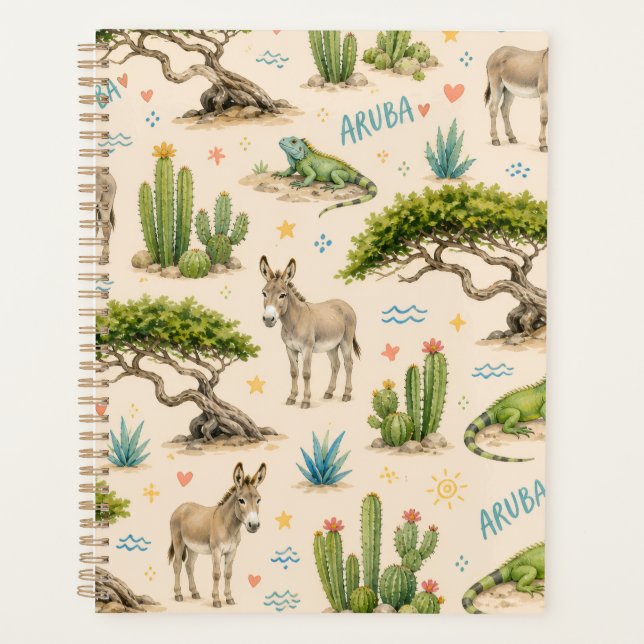 Aruba divi tree, donkey, iguana, cactus planner (Front)