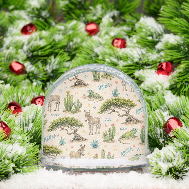 Aruba divi tree, donkey, iguana, cactus snow globe (Christmas)