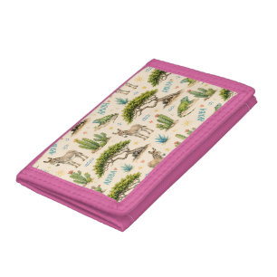 Aruba divi tree, donkey, iguana, cactus tri-fold wallet