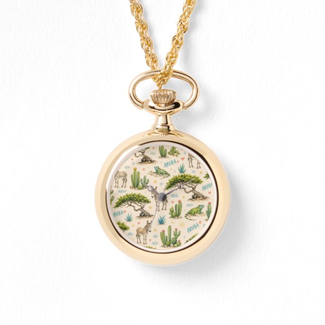 Aruba divi tree, donkey, iguana, cactus watch (Front)