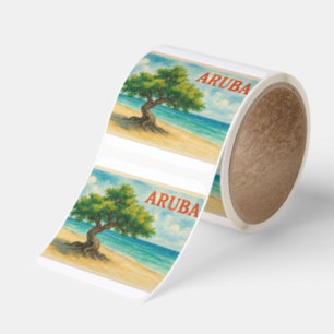 Aruba Divi Tree Eagle Beach watercolor Square Sticker