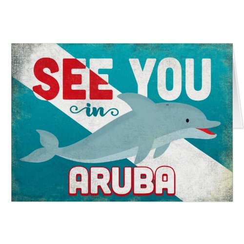 Aruba Dolphin _ Retro Vintage Travel