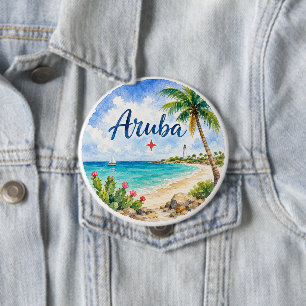 Aruba Dutch Caribbean Island travel souvenir  Button