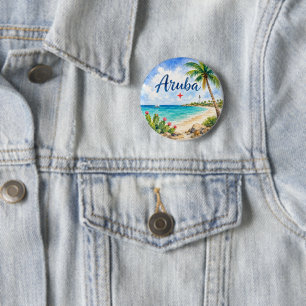 Aruba Dutch Caribbean Island travel souvenir  Button