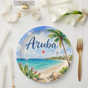 Aruba Dutch Caribbean Island travel souvenir Paper Plates
