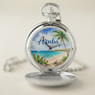 Aruba Dutch Caribbean Island travel souvenir Pocket Watch