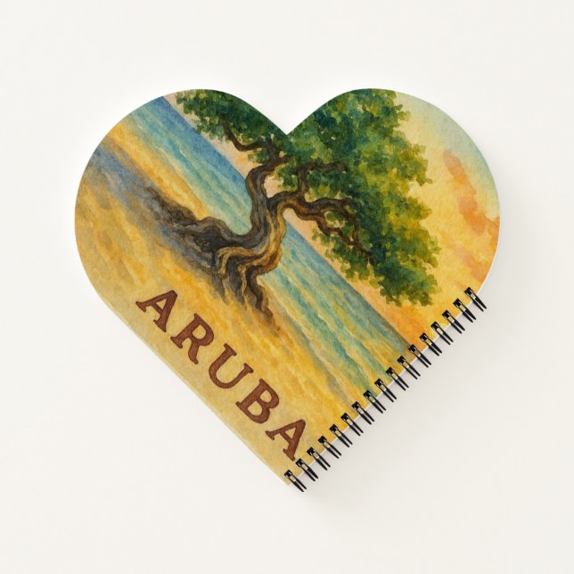 Aruba Eagle Beach Divi Tree Golden Hour Notebook (Back)