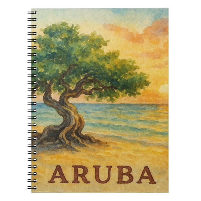 Aruba Eagle Beach Divi Tree Golden Hour Notebook (Front)