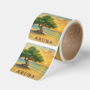 Aruba Eagle Beach Divi Tree Golden Hour Square Sticker