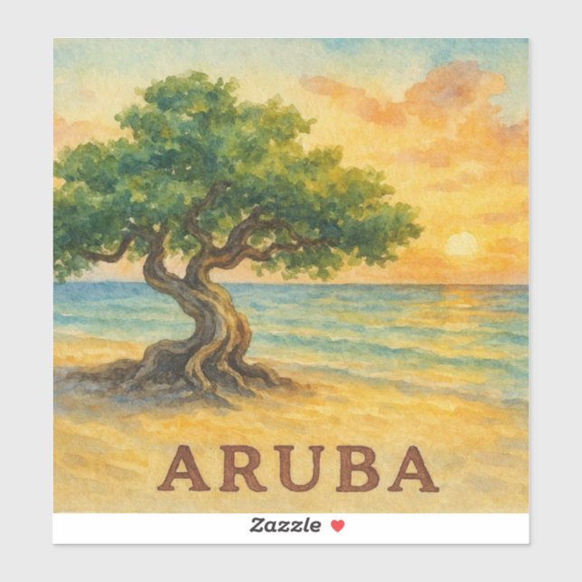 Aruba Eagle Beach Divi Tree Golden Hour Sticker (Sheet)
