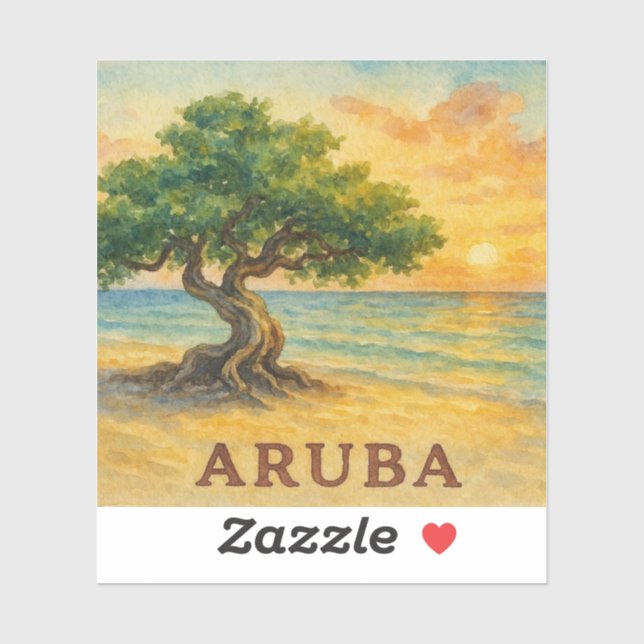 Aruba Eagle Beach Divi Tree Golden Hour Sticker (Sheet)