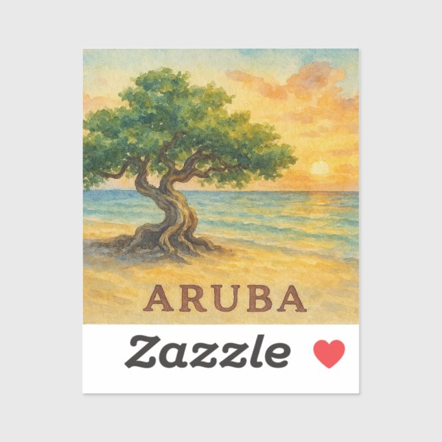 Aruba Eagle Beach Divi Tree Golden Hour Sticker (Sheet)