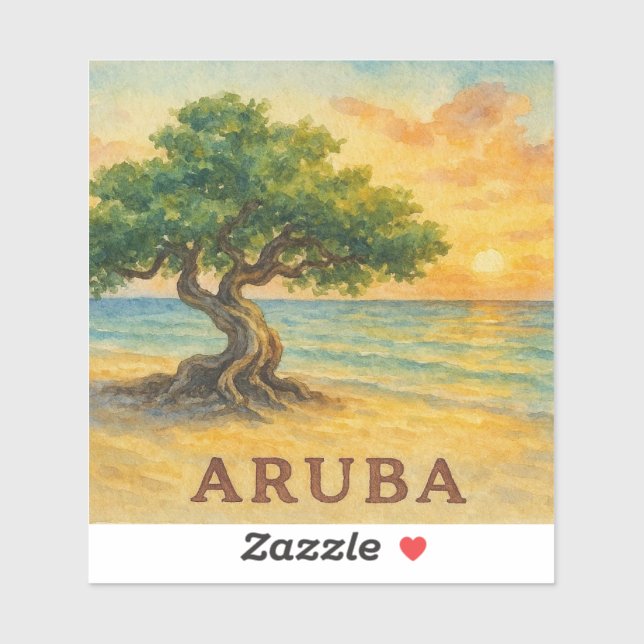 Aruba Eagle Beach Divi Tree Golden Hour Sticker (Sheet)