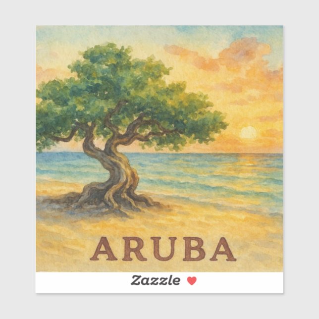 Aruba Eagle Beach Divi Tree Golden Hour Sticker (Sheet)