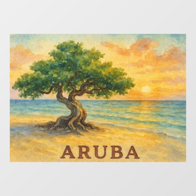 Aruba Eagle Beach Divi Tree Golden Hour Window Cling (Sheet)