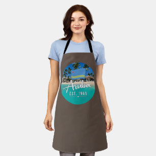 "Aruba Est. 1986" Beach With Flag Apron