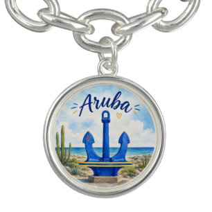 Aruba flag anchor Caribbean island travel souvenir Bracelet