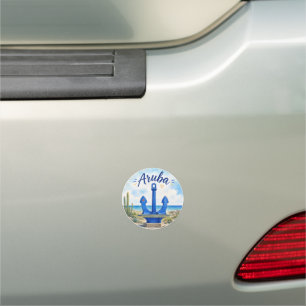 Aruba flag anchor Caribbean island travel souvenir Car Magnet